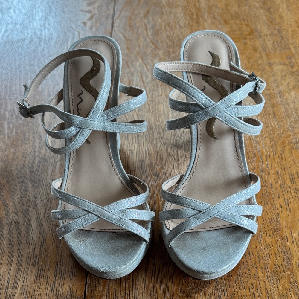 Nina Silver Crisscross Strappy Heels